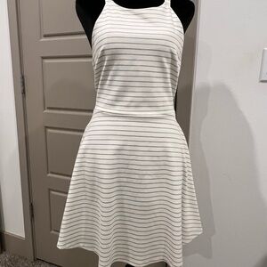 Lulu's White and Gray Striped Mini Dress